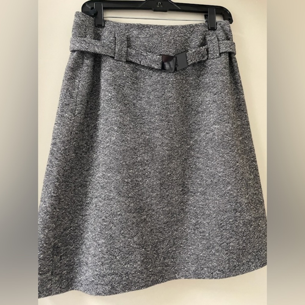Beautiful  Twill Black and White  Belted Skirt